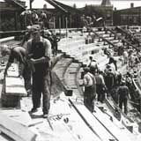 Building the Wrigley Field rightfield bleachers in 1937